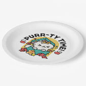 Spint-ty tijd! - Feestelijke Cat Christmas Design Papieren Bordje (Gekanteld)