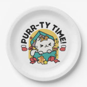 Spint-ty tijd! - Feestelijke Cat Christmas Design Papieren Bordje (Voorkant)