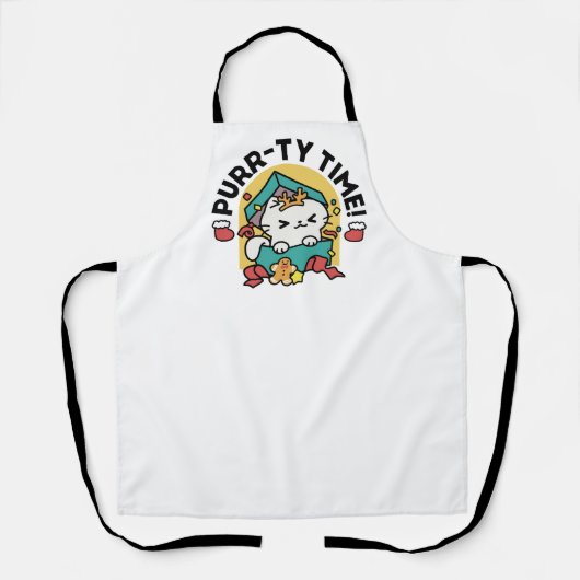 Spint-ty tijd! - Feestelijke Cat Christmas Design Schort (Voorkant)