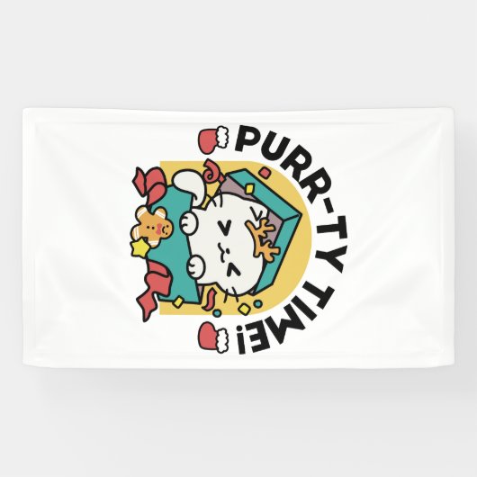 Spint-ty tijd! - Feestelijke Cat Christmas Design Spandoek (Horizontaal)