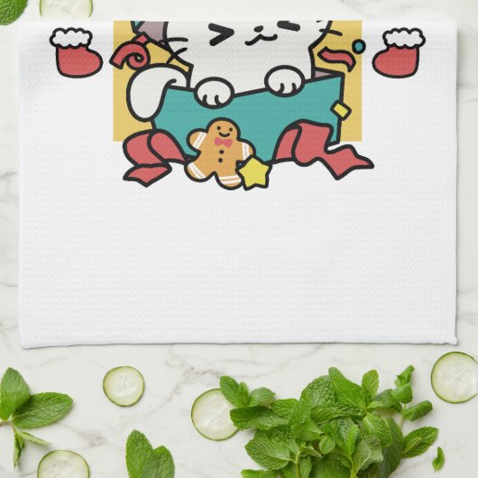 Spint-ty tijd! - Feestelijke Cat Christmas Design Theedoek (Gevouwen)