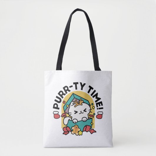 Spint-ty tijd! - Feestelijke Cat Christmas Design Tote Bag (Voorkant)