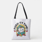 Spint-ty tijd! - Feestelijke Cat Christmas Design Tote Bag (Achterkant)