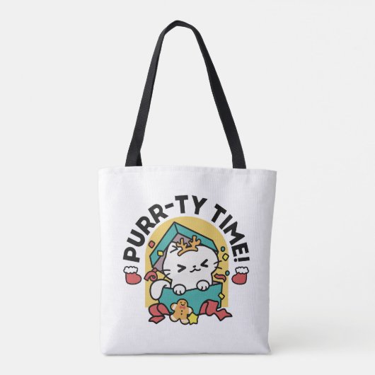 Spint-ty tijd! - Feestelijke Cat Christmas Design Tote Bag (Achterkant)