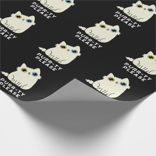 Spint u alstublieft grappig Kitty Cat Pun Dark BG Cadeaupapier (Hoek)