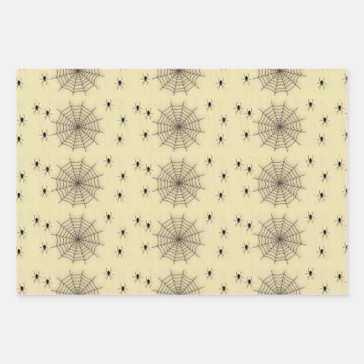 Spinweb en spinnen aan de muur inpakpapier vel (Voorkant 3)