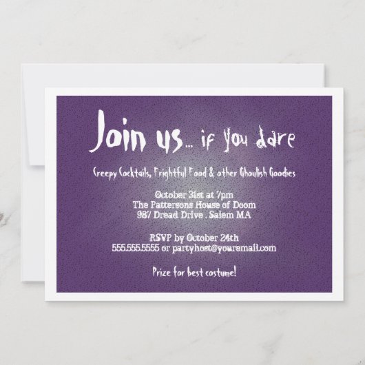 Spinweb Halloween Party Invitation in Paars Kaart (Achterkant)