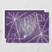 Spinweb Halloween Party Invitation in Paars Kaart (Voorkant / Achterkant)
