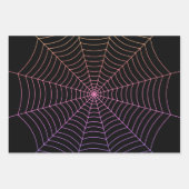 Spinweb zwart paars oranje Halloween patroon Inpakpapier Vel (Voorkant)