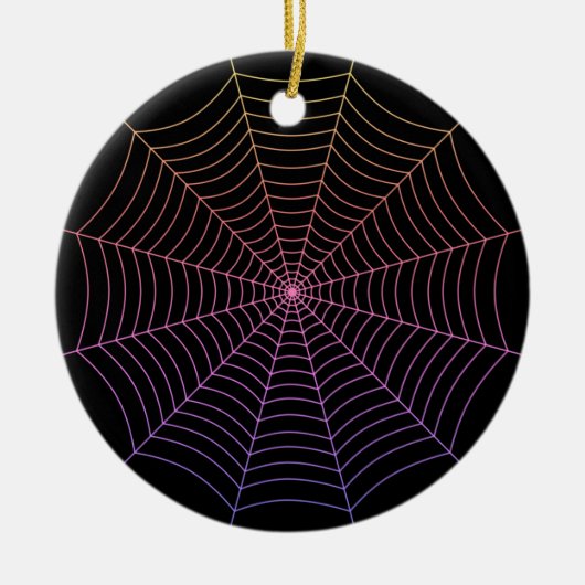 Spinweb zwart paars oranje Halloween patroon Keramisch Ornament (Voorkant)