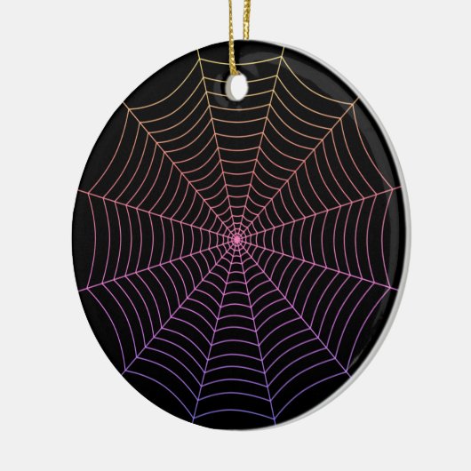 Spinweb zwart paars oranje Halloween patroon Keramisch Ornament (Links)