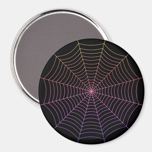 Spinweb zwart paars oranje Halloween patroon Magneet (Voorkant / Achterkant)
