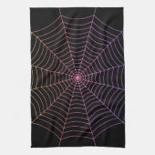 Spinweb zwart paars oranje Halloween patroon Theedoek (Verticaal)