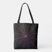 Spinweb zwart paars oranje Halloween patroon Tote Bag (Achterkant)