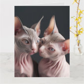 SPINX HAIRLESS CAT CATS BIG BIRTHDAY KAART (Gele Bloem)