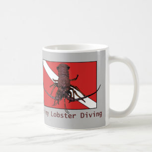Spiny Lobster Diving met Red Diver Down Flag URM Koffiemok