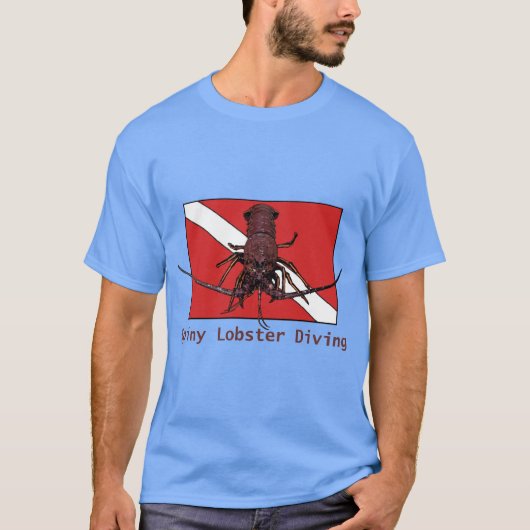 Spiny Lobster Diving met Red Diver Down Flag URM T-shirt (Voorkant)