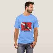 Spiny Lobster Diving met Red Diver Down Flag URM T-shirt (Voorkant volledig)