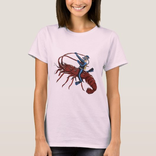 Spiny Lobster Diving met Scuba Diver T-shirt (Voorkant)