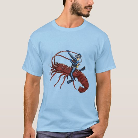Spiny Lobster Diving met Scuba Diver T-shirt (Voorkant)