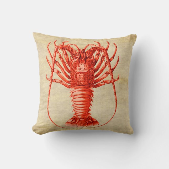Spiny Lobster Nautical Thgerespecteerde Pillow Kussen (Voorkant)