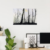 Spiny Trees en Full Moon Poster (Thuiskantoor)