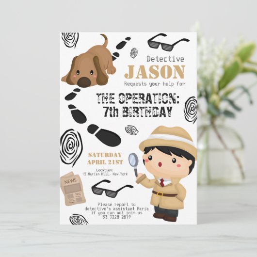 Spion Detective Secret Agent Jongen Verjaardag Uit Kaart (Staand voorkant)