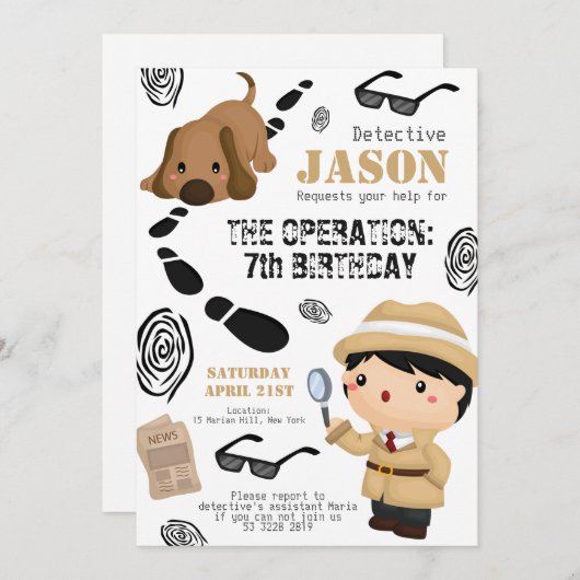 Spion Detective Secret Agent Jongen Verjaardag Uit Kaart (Voorkant / Achterkant)