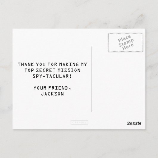 Spion / Geheim / Speciale agent Verjaardag Dank u Briefkaart (Achterkant)