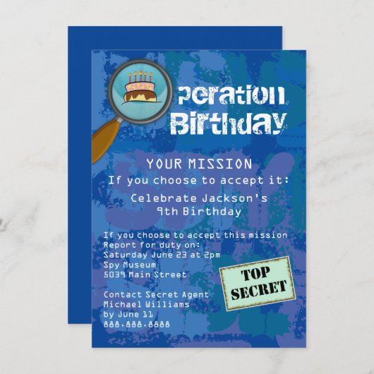 Spion / Geheim / Speciale agent Verjaardagsfeest Kaart (Voorkant / Achterkant)