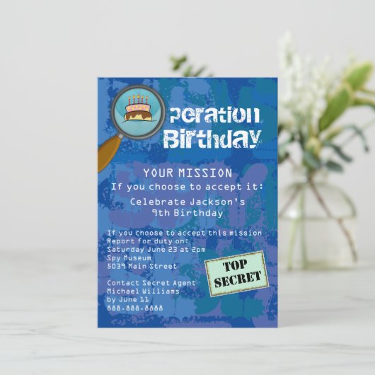 Spion / Geheim / Speciale agent Verjaardagsfeest Kaart (Staand voorkant)