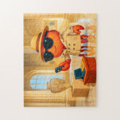 Spionagekrab Analyseert Gegevens In Museumexpositi Legpuzzel (Verticaal)