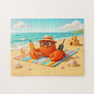 Spionagekrab Ontspant Op Strand Met Missie-uitrust Legpuzzel