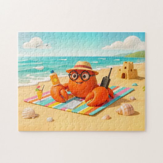 Spionagekrab Ontspant Op Strand Met Missie-uitrust Legpuzzel (Horizontaal)