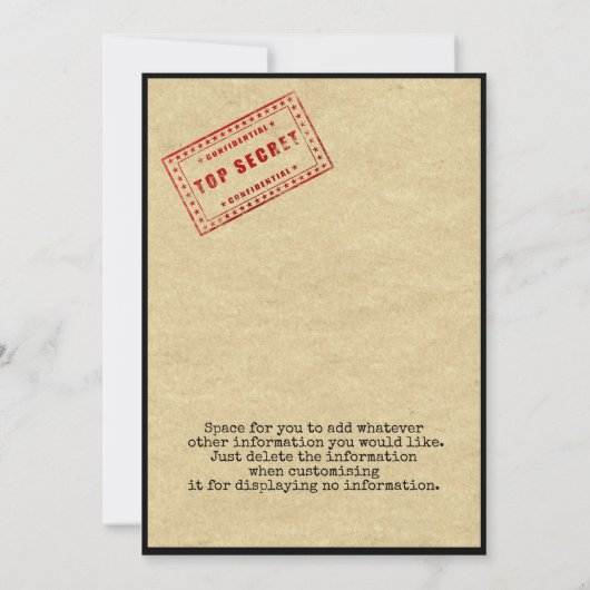 Spionnen verjaardagsfeestje kaart (Achterkant)