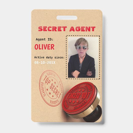 Spionnenfeest Geheime Agent Badge (Voorzijde)