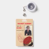 Spionnenfeest Geheime Agenten Badge (Voorzijde met uittrekbare clip)