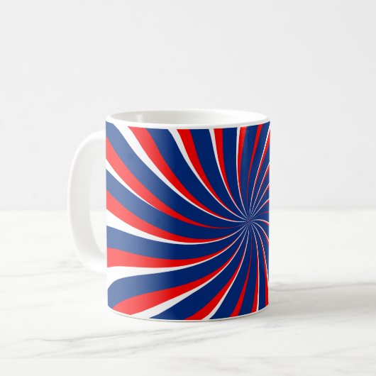 Spiraal blauw wit rood... koffiemok (Voorkant links)