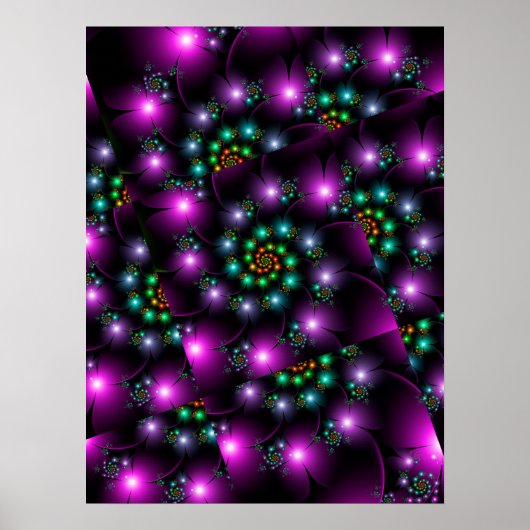 Spiraal Bloem Lichtjes Poster (Voorkant)