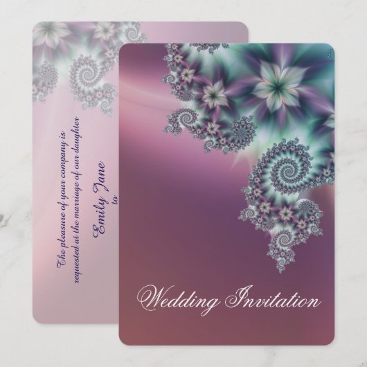 Spiraal bloemen bruiloft kaart (Voorkant / Achterkant)