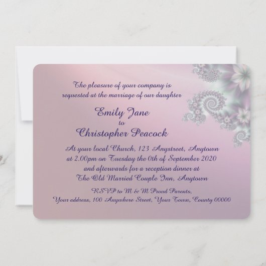 Spiraal bloemen bruiloft kaart (Achterkant)