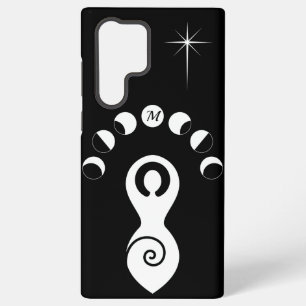 Spiraal Godin Maanfasen Zwart & Wit Monogram Samsung Galaxy Hoesje