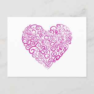 Spiraal handschrift roze hart voor Valentijnsdag Briefkaart