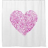 Spiraal handschrift roze hart voor Valentijnsdag Douchegordijn (Voorkant)