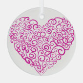 Spiraal handschrift roze hart voor Valentijnsdag Glas Ornament (Achterkant)