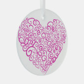 Spiraal handschrift roze hart voor Valentijnsdag Glas Ornament (Voorkant Rechts)