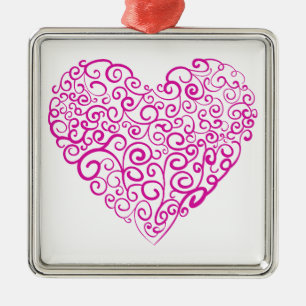Spiraal handschrift roze hart voor Valentijnsdag Metalen Ornament