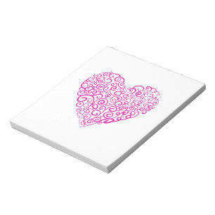 Spiraal handschrift roze hart voor Valentijnsdag Notitieblok