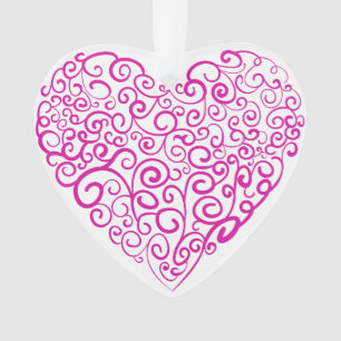 Spiraal handschrift roze hart voor Valentijnsdag Ornament