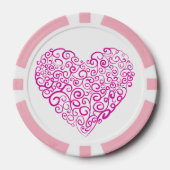 Spiraal handschrift roze hart voor Valentijnsdag Poker Chips (Voorkant)